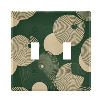 Yayeee Toggle Light Switch Wall Plate 2-Gang 4.56"x4.48" Decorative Outlet Cover, Beige Abstract
