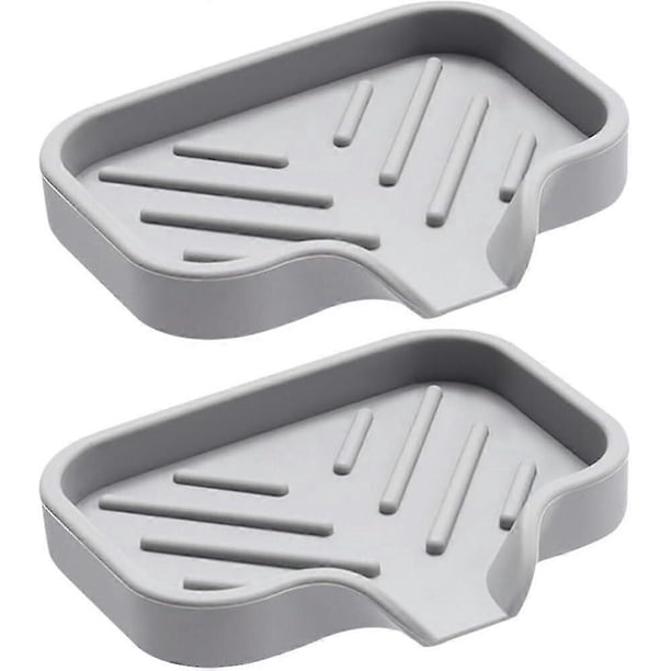 Silicone Soap Dish Holder for Bathroom Drainage, 2-Pack Non-Slip Bathroom Kitchen Storage Box with Drain Holes
