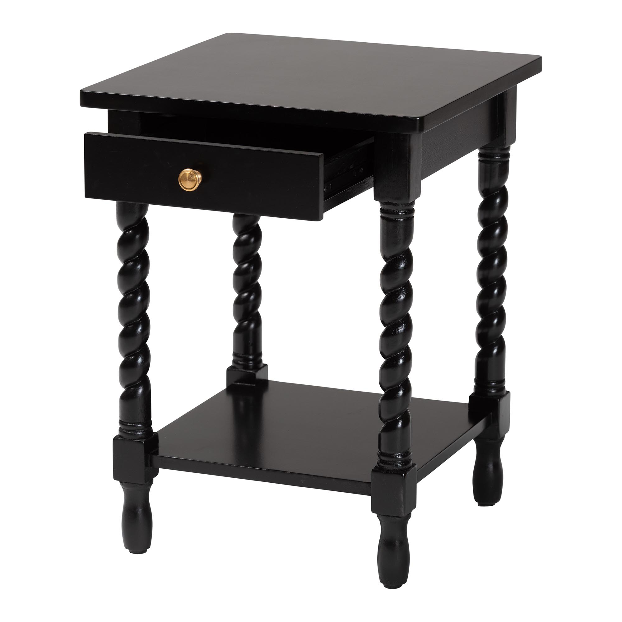 bali & pari Niklas Mid-Century Nightstand, 1-Drawer, Black