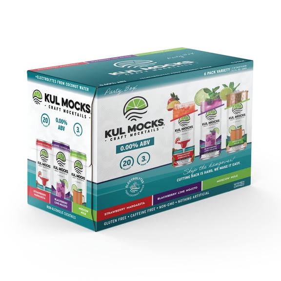 KUL MOCKS® Non-Alcoholic Cocktail Mixers, Adventure Collection Variety Pack, 0.00% ABV, Award Winning, Ready-to-Drink Cans, 6 pack