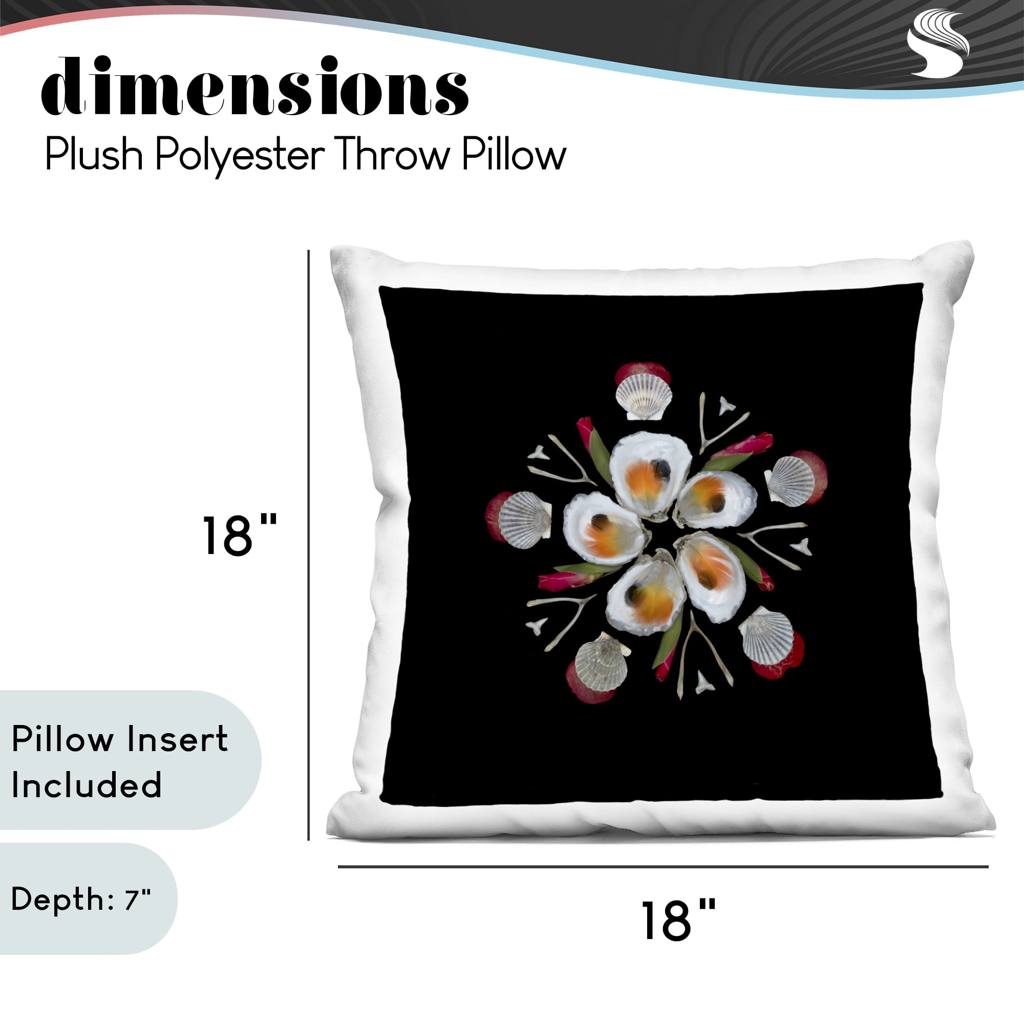 Stupell Industries Nautical Oysters Mandala Decorative Printed Throw Pillow, design by Beth Adoette, 18 x 7 x 18