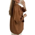 thumbnail image 2 of Fangasis Womens Tops Shirt Collar Blouse Long Sleeve Shirts Women Loose T Casual Holiday Tunic Coffee S, 2 of 3