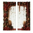 thumbnail image 1 of Hearth & Gear Mas Rideaux Imprimés des Fêtes Saison des Fêtes Imprimés Fêtes Déco de Fête 2 Pcs 2D Plats Imprimés Rouges Rideaux Imprimé de Noël avec Flocons de Neige (Pêche Peau Velours 39.5*87 Po) Projet 62 Rideaux, 1 of 7