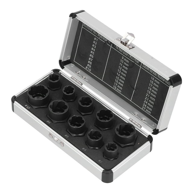 Dado para quitar tornillos, juego de 10 extractores de tuercas, juego de dados de extracción para removedor de tuercas peladas Probado y confiable