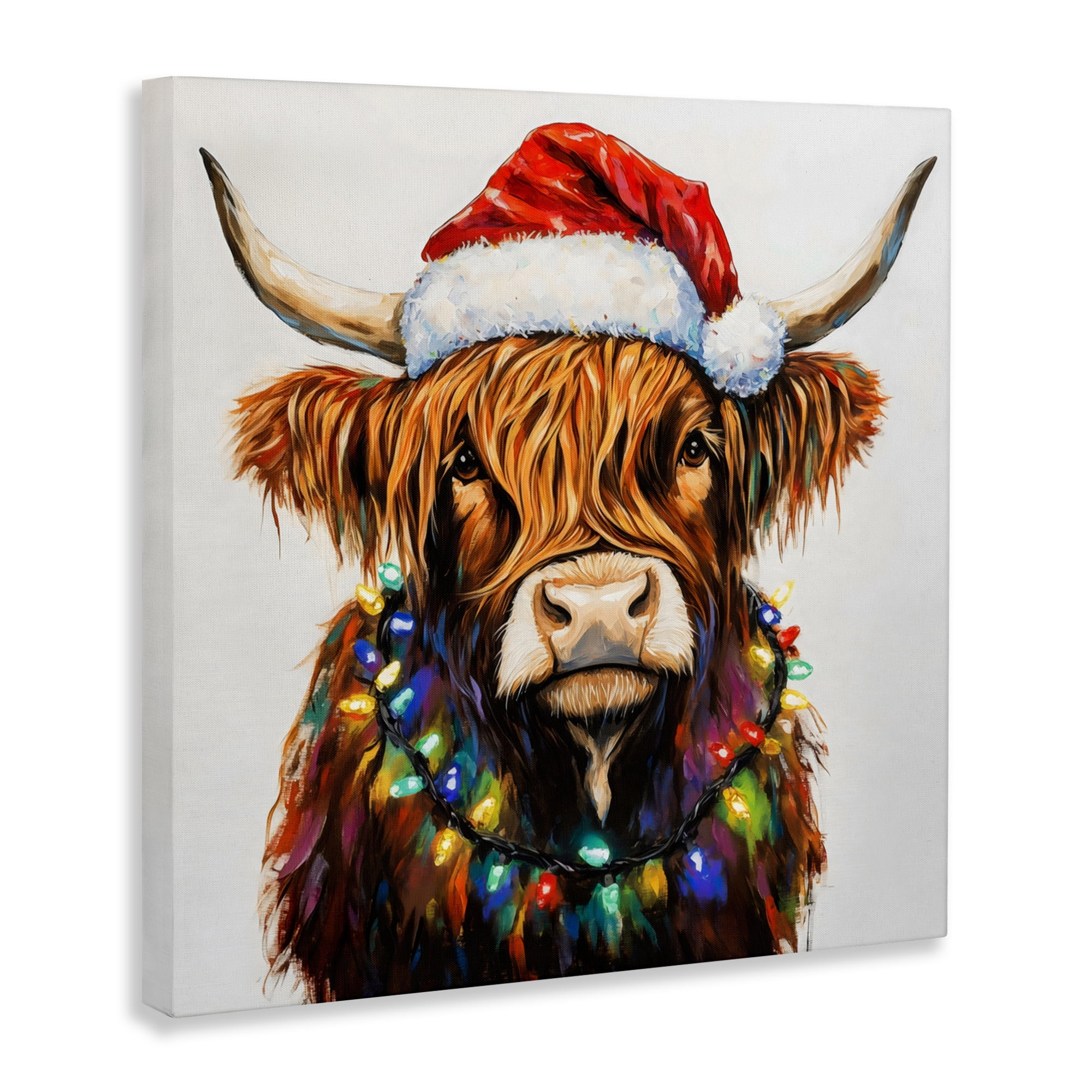 Holiday Lights Bedecked Highland Canvas Wall Art, design by Petal Prints Design