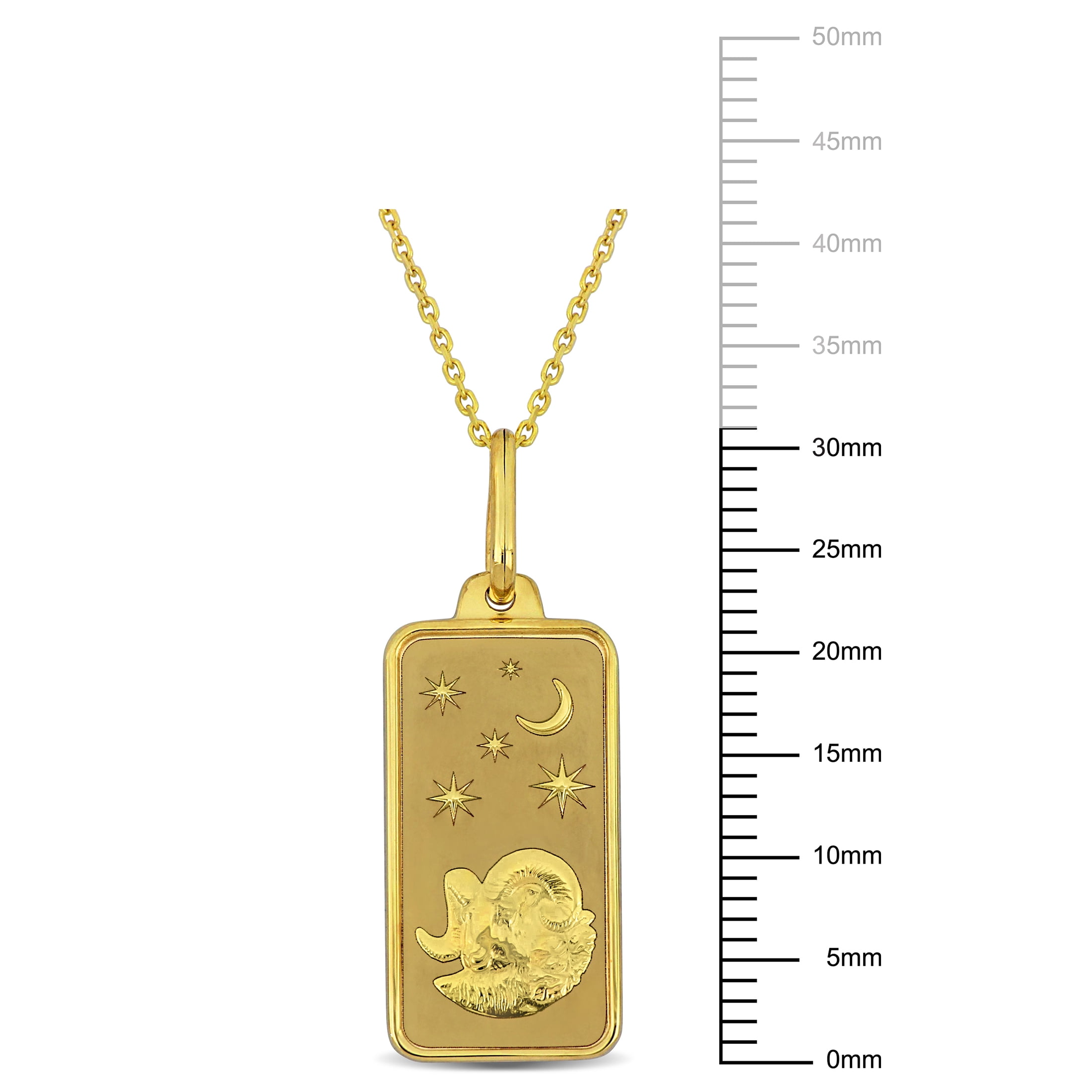 Everly Women's Aries 10k Yellow Gold Horoscope Dog Tag Necklace, Trendy Zodiac Gift