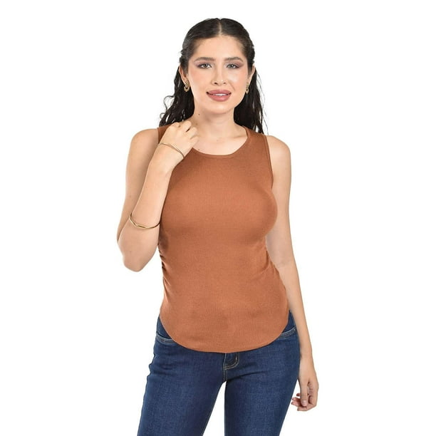 Blusa de canalé sin mangas /Juvenil, 0282 (Chedron) cafe G