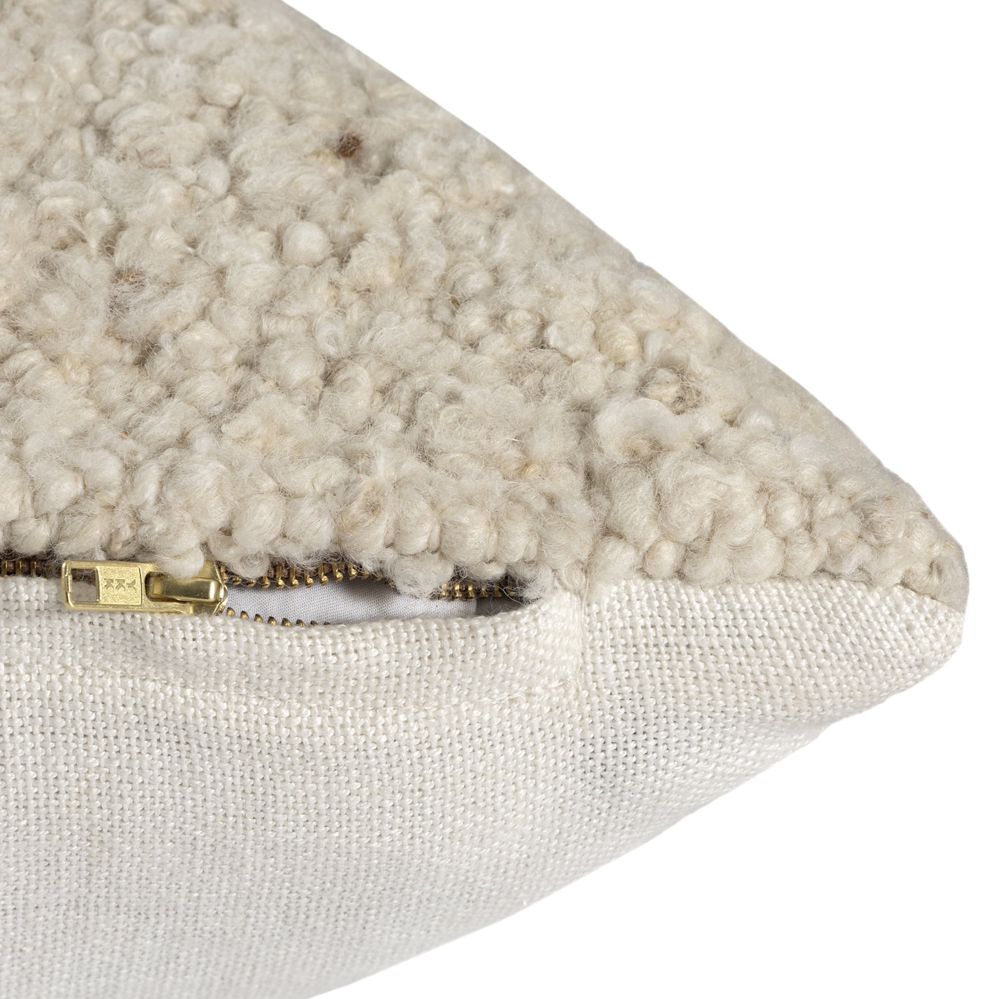 Harlow Hill Chester 24" x 24" Ivory/Beige Boucle Wool Adult Decorative Throw Pillow Cover