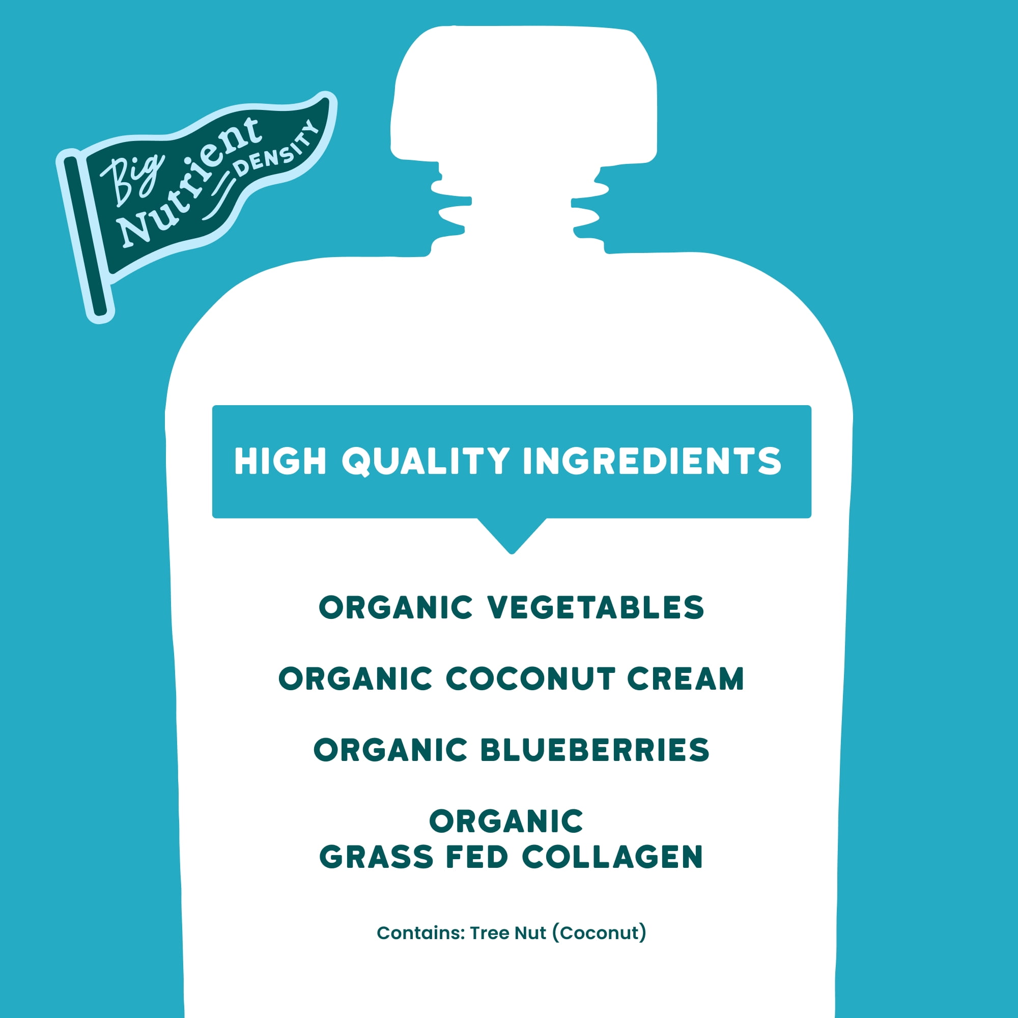 (6 pack) Serenity Kids Dairy Free Organic Berry & Butternut Smoothie + Protein Stage 2 Baby Food Grass Fed Collagen, 3.5oz Pouch
