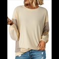 thumbnail image 1 of Sudadera Informal de Gran Tamaño para Mujer, Cuello Redondo, Bloques de Color, Holgada, Tipo Jersey. Albaricoque M, 1 of 8