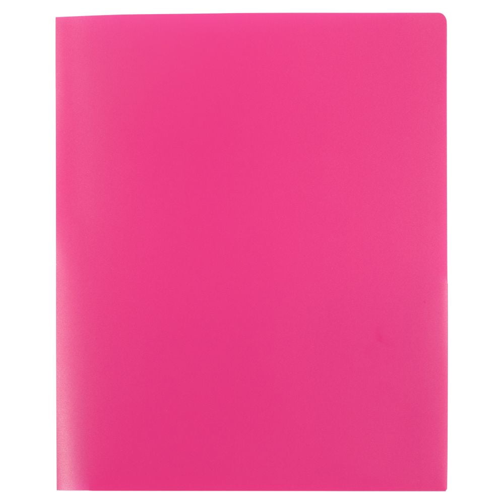 JAM Paper Heavy Duty Plastic Two Pocket Presentation Folders, Fuchsia Pink, 108/pack