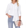 thumbnail image 6 of Siliteelon White Button Down Shirts for Women Long Sleeve Wrinkle Free Dress Shirts Work Office Blouse Tops with Pocket, 6 of 8