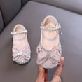 thumbnail image 2 of hoksml Girls Sparkly Rhinestone Bow Mary Jane Flats with Pearl Ankle Strap, Glitter Princess Dress Shoes for Wedding Party and Pageant Occasions, 2 of 8
