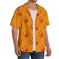 thumbnail image 4 of Honeii 's Red Crab for men's short-sleeved button-up collared shirt featuring a pocket, perfect for beach vacations, and travel adventures., 4 of 5