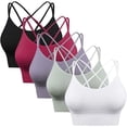 thumbnail image 1 of Sujetador deportivo con espalda cruzada para mujer, 5 uds., para entrenamiento físico de yoga S oso de fresa Electrónica, 1 of 1