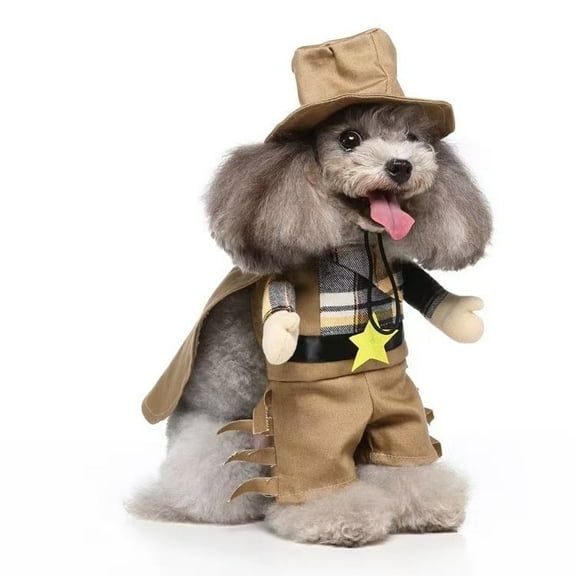 Western Cowboy Dog Costume with Cape, Cowboy Hat & Cape Pet Outfit for Small Dogs, Wild West Theme Costume for Cats and Small Breeds-S