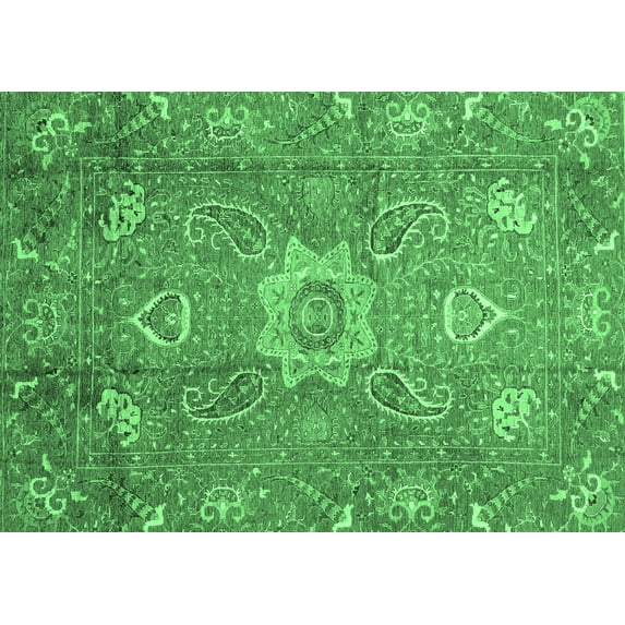Ahgly Company Indoor Rectangle Oriental Emerald Green Traditional Area Rugs, 5' x 8'