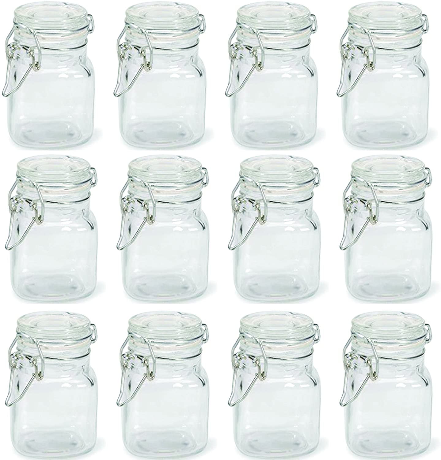 Stock Your Home 3 Oz Airtight Glass Jar with Leak Proof Rubber Gasket and Hinged 