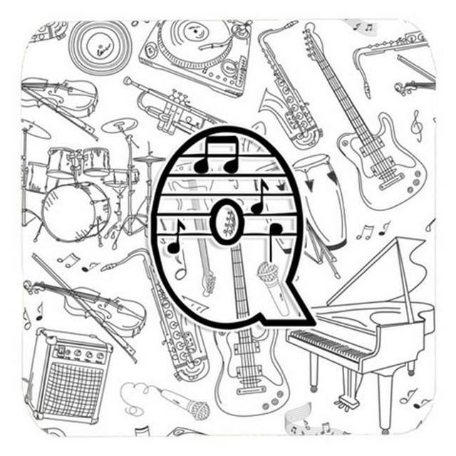 Carolines Treasures CJ2007-QFC Lettre Q Notes de Musique Lettres Mousse Sous-Verres-Ensemble de 4