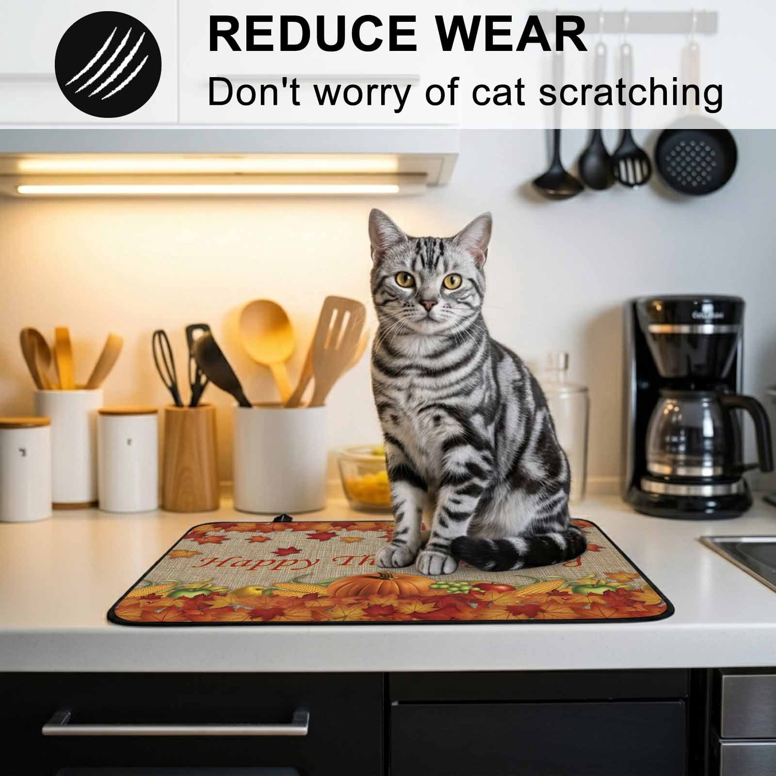 Thanksgiving Maple Stove Top Cover for Electric Stove, Heat-proof & Non Slip Glass Top Stove Cover Protector, Fall Pumpkin Leaves Farmhouse Retro Brown Kitchen Flat Cooktop Rubber Mat 24x21 Inches
