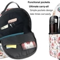 thumbnail image 5 of Lsque Gnome With Love Letter Pattern Backpack – School Travel Canvas Daypack with Ergonomic Padded Straps, Multiple Compartments & Leather Handle, 5 of 5