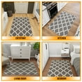 thumbnail image 4 of Ottomanson Trellis Area Rug 3'3" x 5' - Non Slip Low Pile Carpet, Gray, 4 of 11