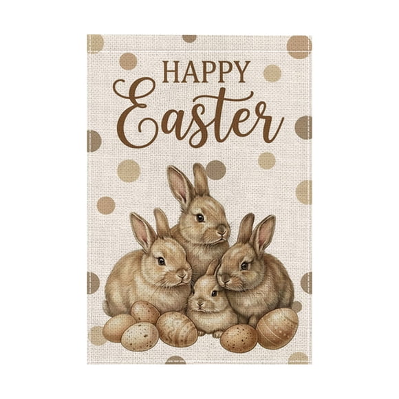 Easter Garden Flag, 17.72 x 11.81 Inches Bunny and Egg Print Outdoor Holiday Decoration, Polyester Fabric for Yard, Porch, Patio and Spring Festival Ambiance