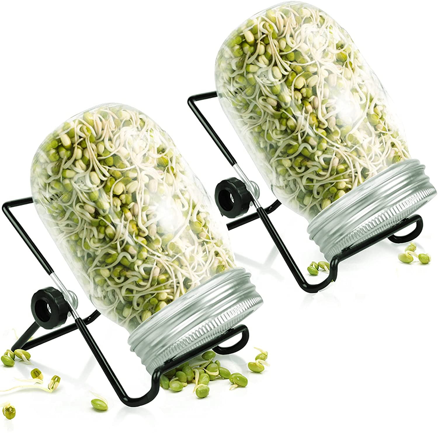 2 Pack Seeds Sprouting Kit, Mason Jar Germination Growing Kit with