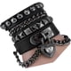 thumbnail image 1 of Pulsera de remache JAMW de cuero negro multicapa ajustable estilo Punk, 1 of 5
