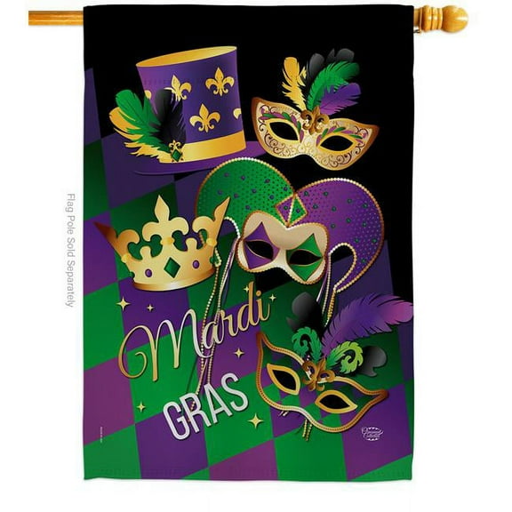 Ornament Collection H192056-BO Mardi Gras Springtime Double-Sided Garden Decorative House Flag, Multi Color