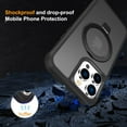 thumbnail image 5 of KOMI for iPhone 16 Pro Case 6.3", with Magnetic Ring Stand [Compatible with MagSafe] [Military Grade Protection] Slim Shockproof Translucent Protective Phone Case Black, 5 of 5