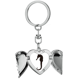 thumbnail image 1 of Hipocampo vida marina negro silueta Llavero de alas de ángel en forma de corazón, 1 of 3
