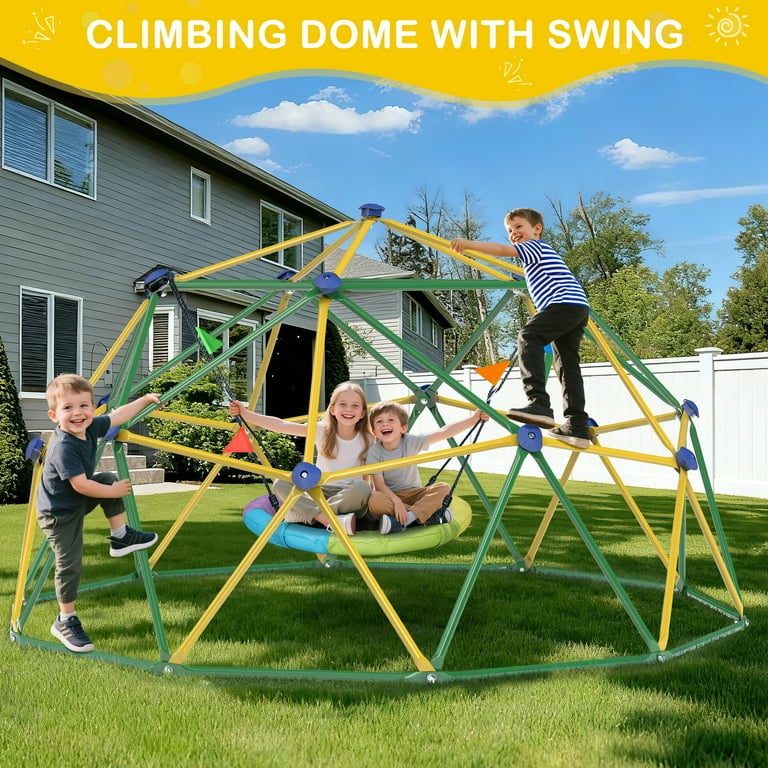 GIKPAL Climbing Dome, 10FT Metal Dome with Hammock, Supports