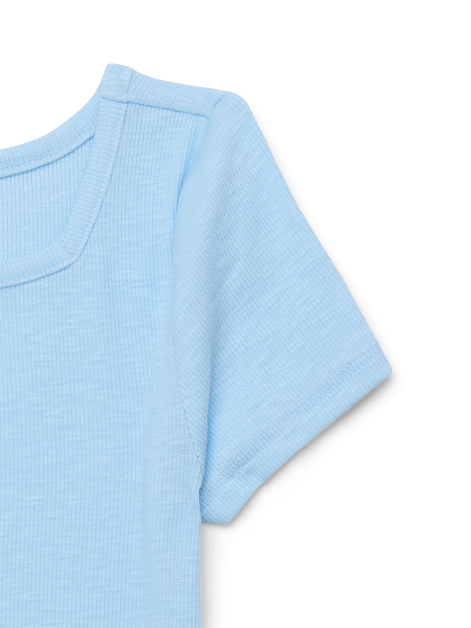Wonder Nation Girls Short Sleeve Square Neck Ribbed T-Shirt, Sizes 4-18 & Plus