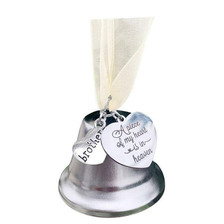 

Christmas Memorial Hanging Bell Angel Wing Link Silver Bell A Piece Of My Heart Is In Heaven Christmas Tree Pendant For Door Window