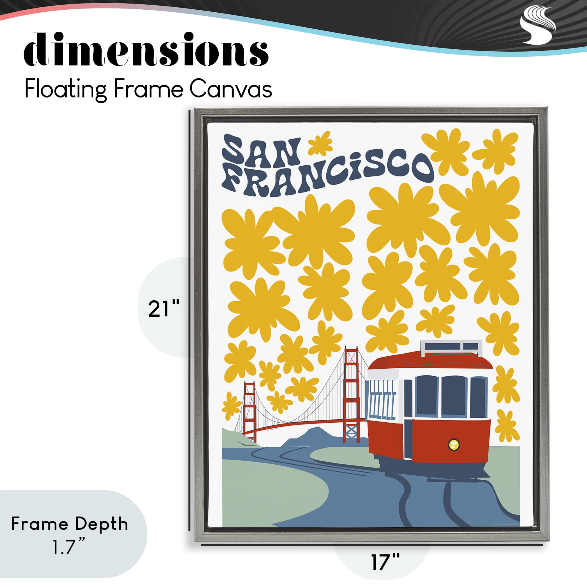 Stupell Industries San Francisco Trolley Gray Framed Floater Canvas Wall Art, design by Omar Escalante