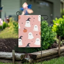 Yayeee Garden Flag 12" x 18" Double Sided Outdoor Yard Lawn Holiday Decorations, Pink Cartoon Halloween
