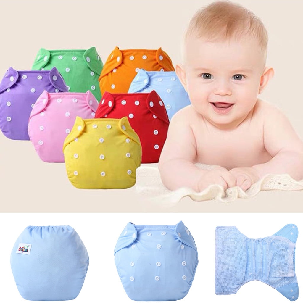 Dptalr Baby 7pc Set Newborn Reusable Nappies Diaper Washable Cloth Diaper Multicolour Newborn