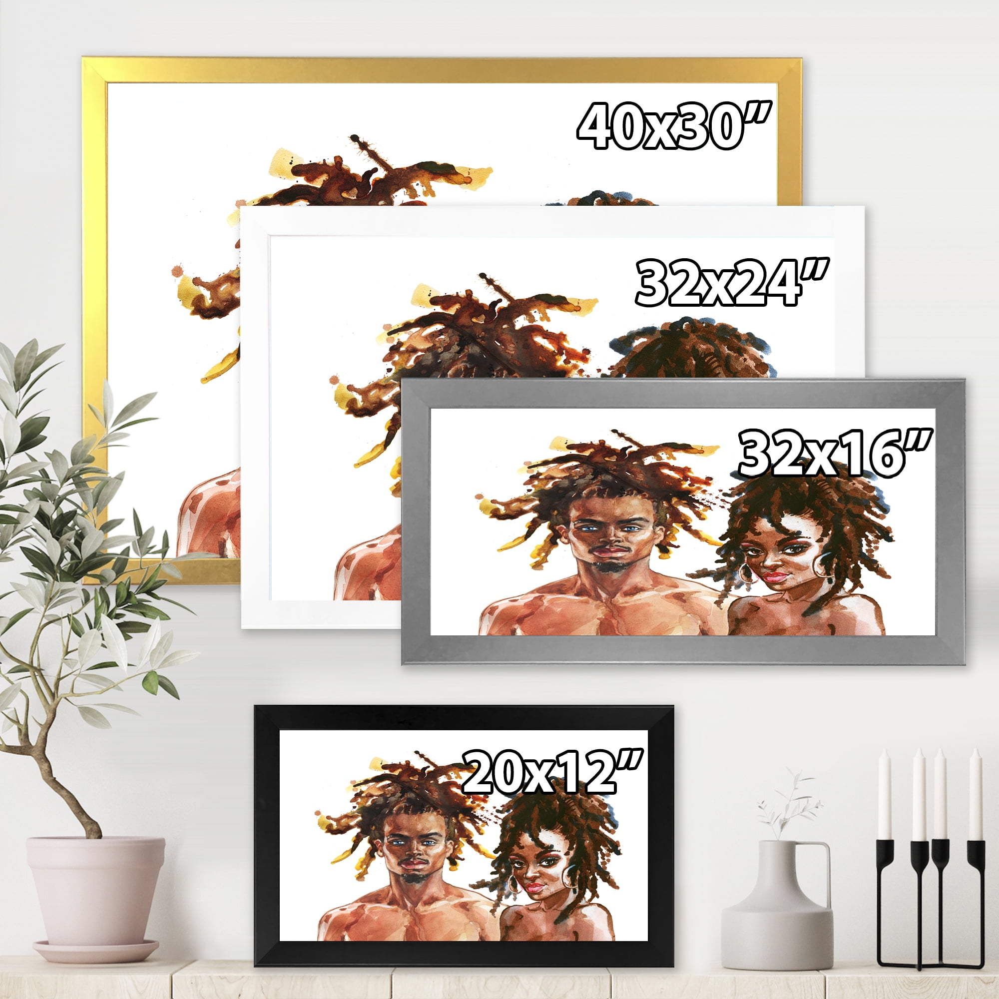 Designart 'Portrait of African American Couple' Modern Framed Art Print