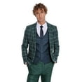 thumbnail image 5 of Men's Wessi Slim Fit 3PC Green with White and Navy Plaid Formal Suit TY-1431, 5 of 8