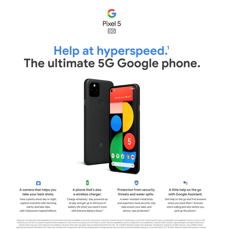 Google Pixel 5 - 5G Android Phone - Water Resistant - Unlocked Smartphone  with Night Sight and Ultrawide Lens - Sorta Sage