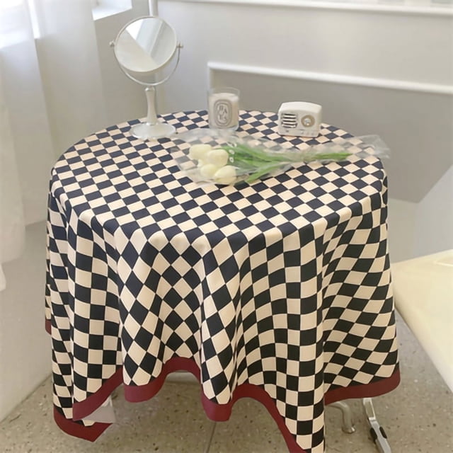 Mantel De Tablero De Ajedrez Rejilla Vintage Cubierta De Mesa Práctica Simple para Mesa Redonda Rectangular Mesa De Centro Rejilla Negra 100x150cm