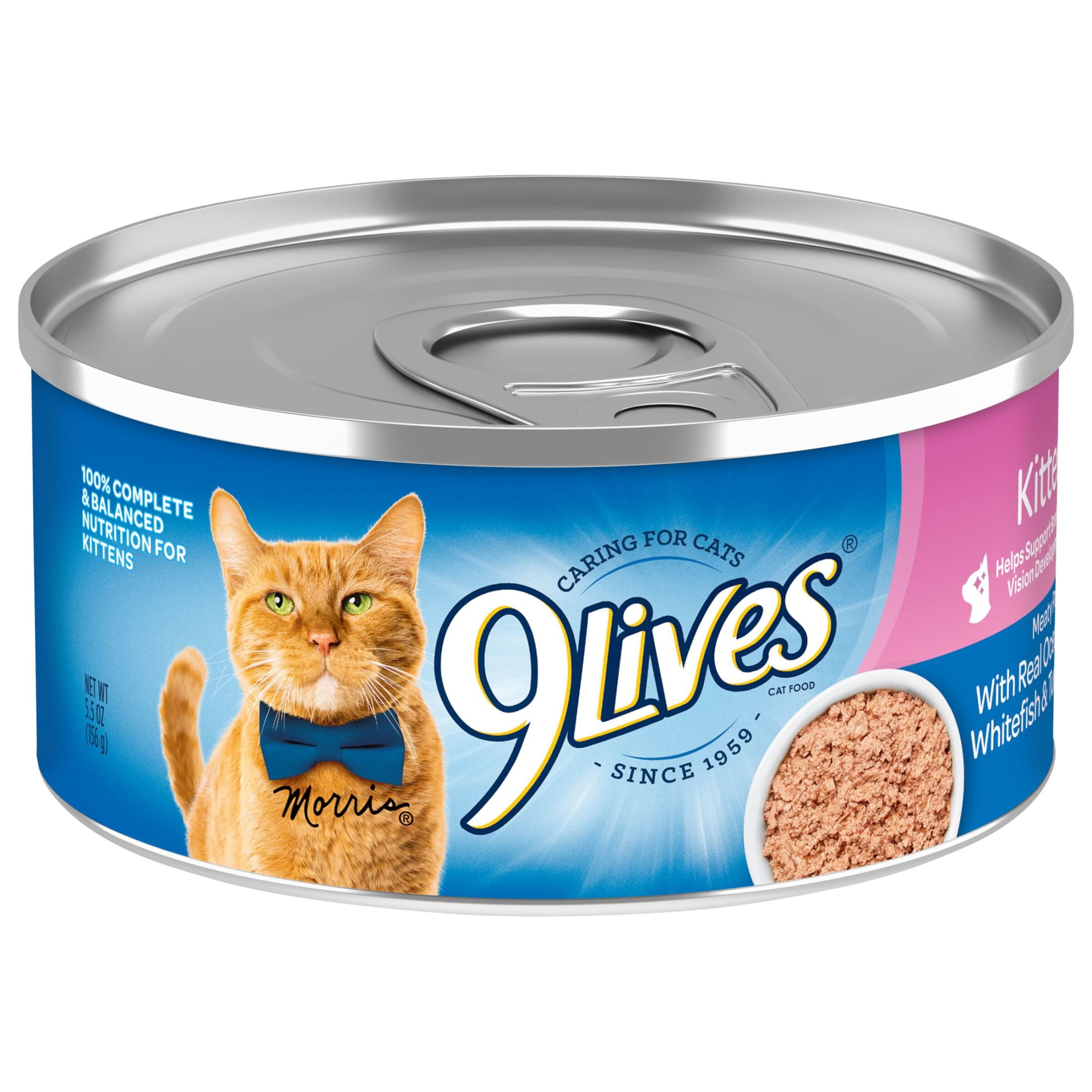 9Lives Wet Kitten Food, Meaty Paté with Real Ocean Whitefish & Tuna, 5.5 Ounce Can (Pack of 4)
