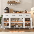 thumbnail image 5 of HAUXITIO Farmhouse Buffet Cabinet with 4 Barn Doors and 3 Drawers,Coffee Bar Sideboard for Kitchen & Dining Room,White+Brown, 5 of 8