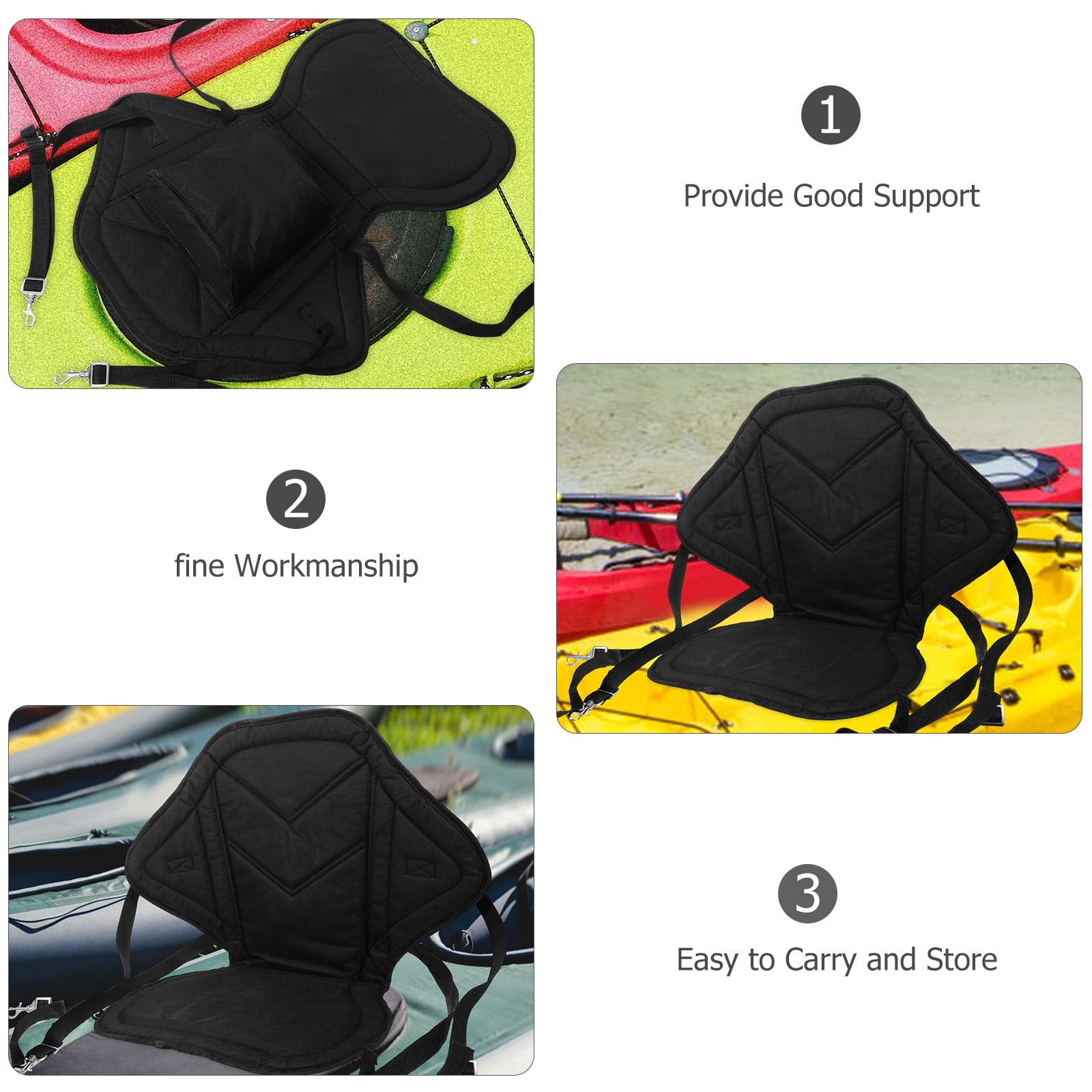 AURARMLET Black Kayak Back Cushion with Breathable, Anti-Wear Fabric for Outdoor Comfort and Support