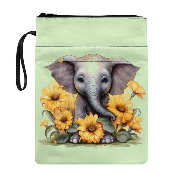 HELLHERO Book Cover Sleeve Book Carrying Case with Zipper Polyester Book Storage Bag for Teachers Hardcover Notebook Bible Journal Handle 8.66 x 11.42
