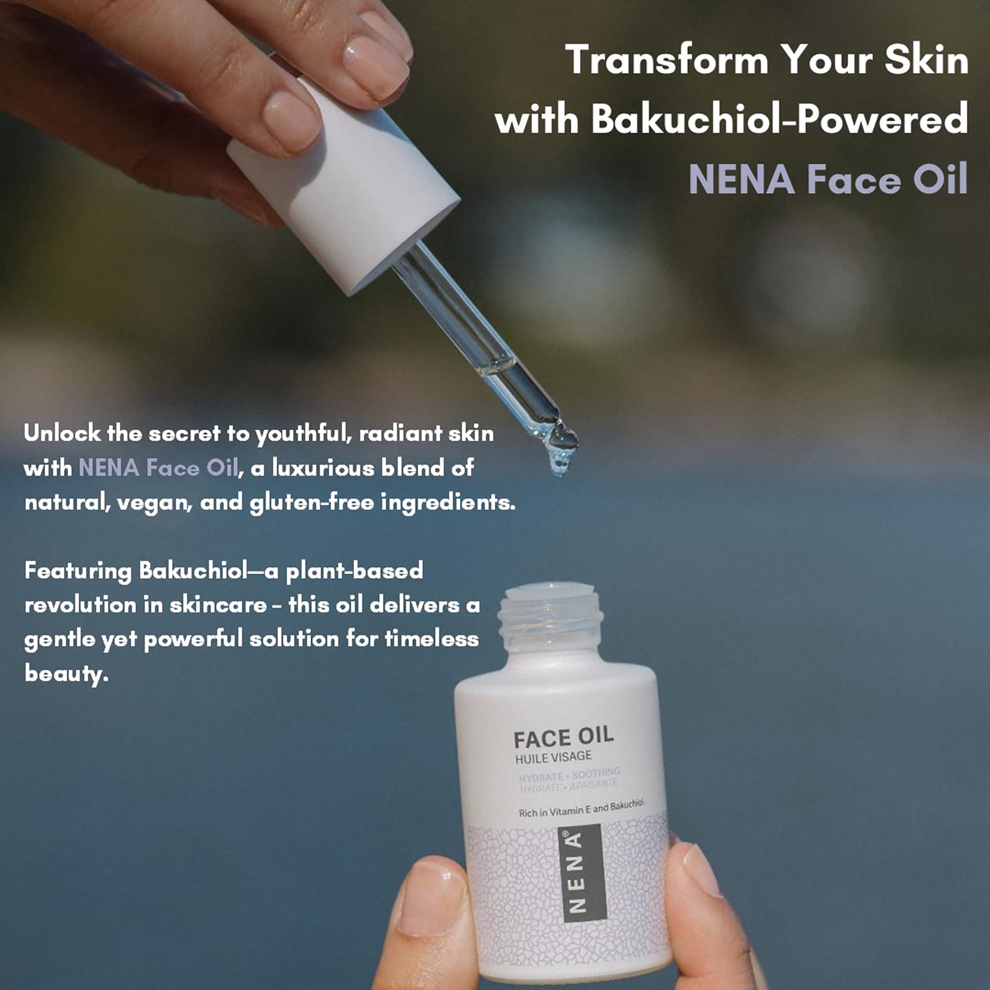 NENA Skincare Face Oil, Bakuchiol and Vitamin E Oil, 0.95 oz