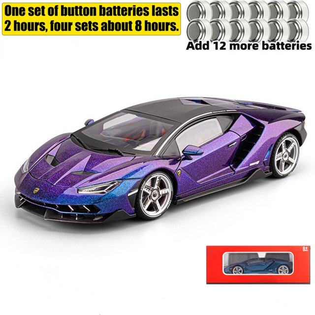 1:18 Scale Centenario LP770-4 Super Racing Car Alloy Metal Diecast Model Hight Siomulation Sound And Light Trendy Gift For Boys AG13 Purple Box