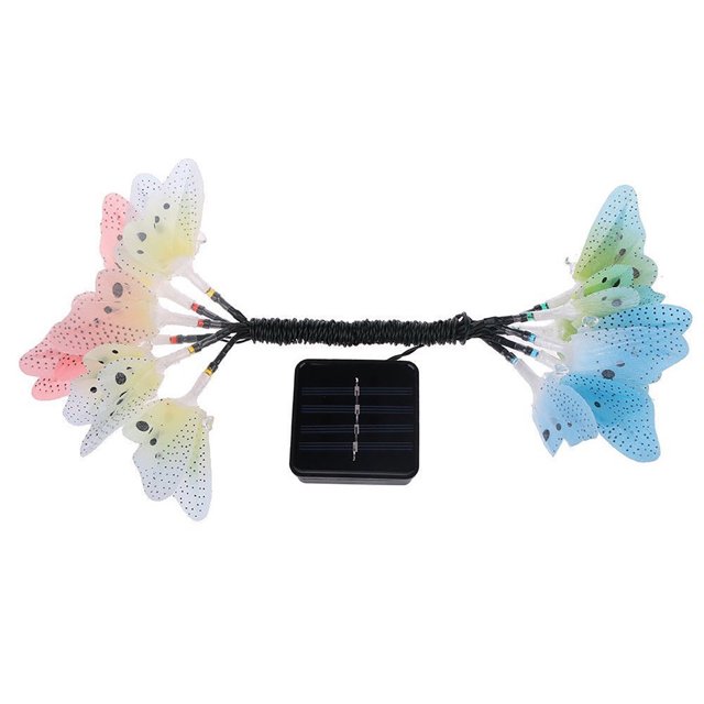 Outdoor Solar-Powered LED String Lights for Garden Decoration, 12-Count, 4.85 m Length, Red/Yellow/Blue/Green Mixed Colors