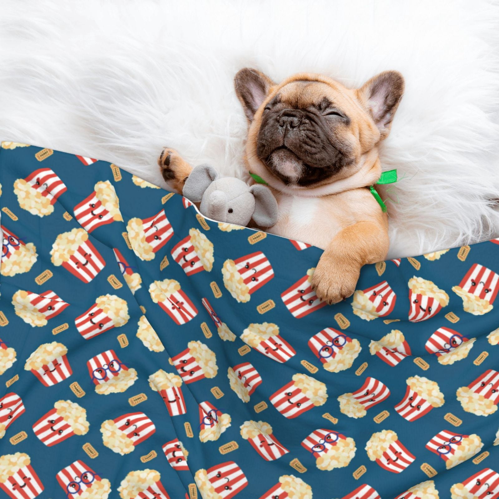 Naloa Popcorn With Glasses Dog Blanket, 3 Sizes Cat Blanket for Indoor Cats Large Medium Small Dog Gifts-Medium